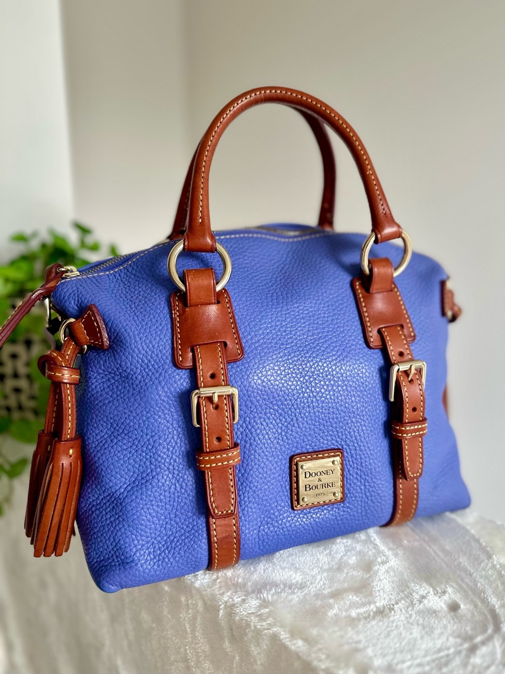 Dooney & Bourke Pebble Leather Bristol Satchel in Periwinkle